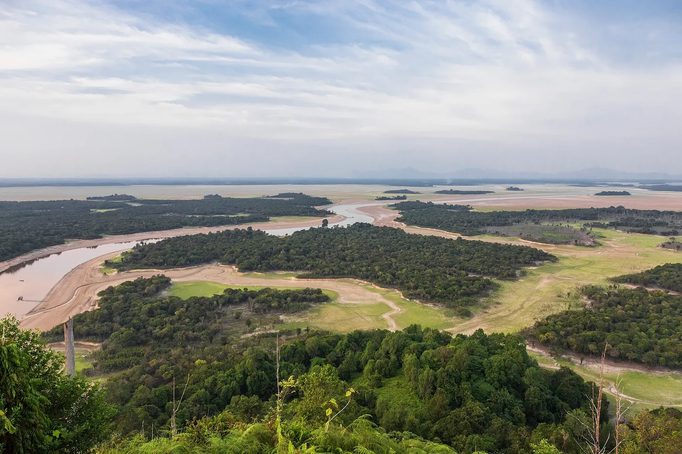 Dry-season channels and forest islands of Danau Sentarum seen from Tekenang, West Kalimantan.
